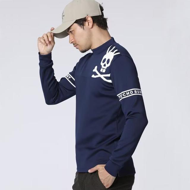 サイコバニー ラインスリーブロゴ モックネックＴシャツ メンズ 2025秋冬 ゴルフウェア GF640_5