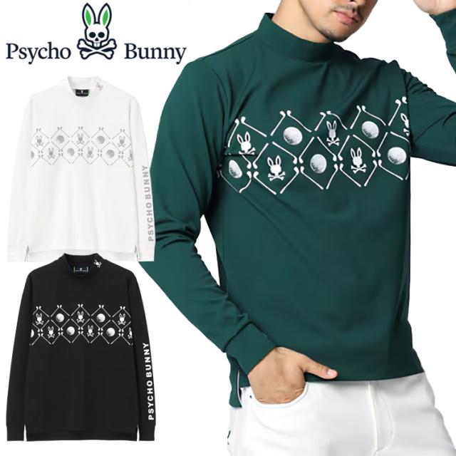 サイコバニー ゴルフモチーフロゴ モックネックＴシャツ メンズ 2025秋冬 ゴルフウェア GF647