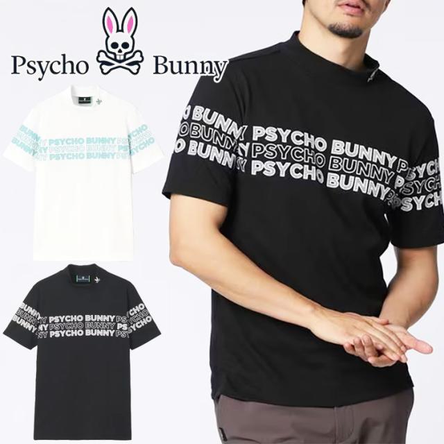 サイコバニー ロゴパネルプリント ハニカム半袖モックネックTシャツ メンズ 2026春夏 ゴルフウェア GF721