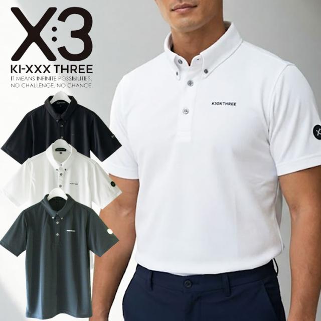 KI-XXX THREE ドットエアーボタンダウンシャツ メンズ 2026春夏 ゴルフウェア KSGMP05