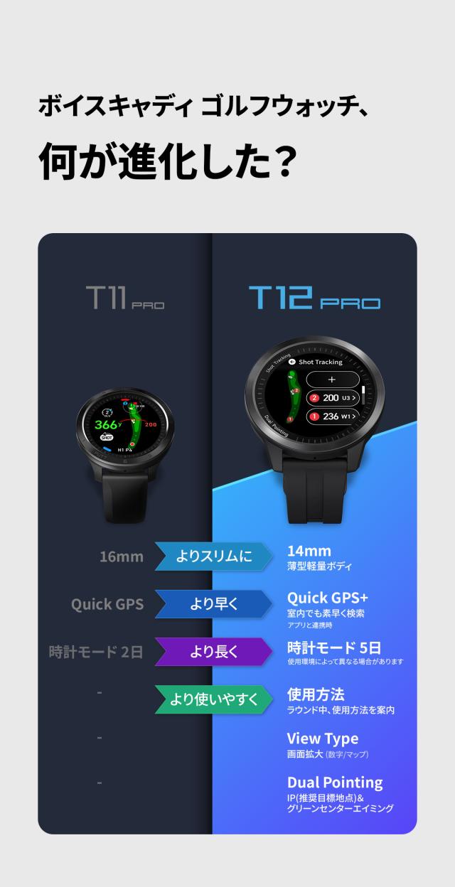 ボイスキャディ T12 プロ GPS ゴルフ ウォッチ 腕時計型 GPSゴルフナビ