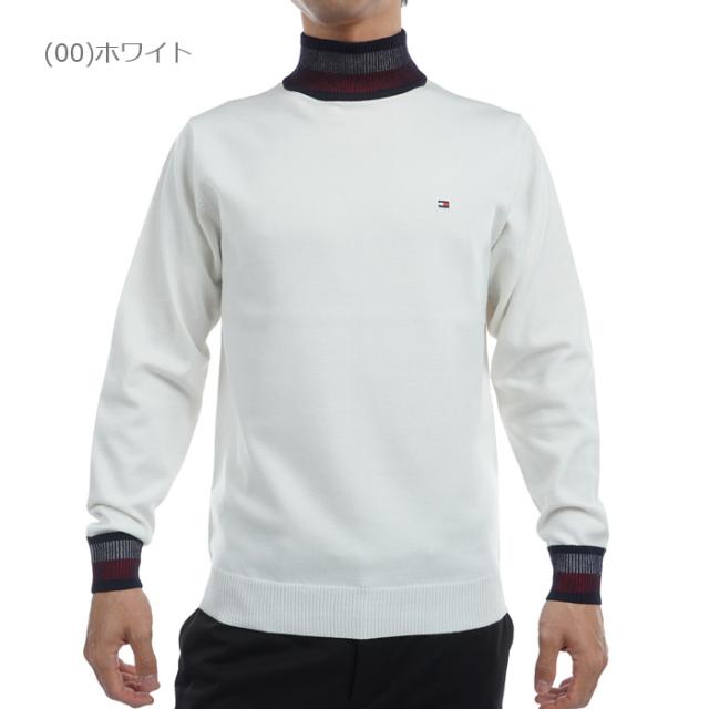   - 値下げ！美品！トミーヒルフィガーゴルフ ニット ホワイトLサイズ トミー ヒルフィガーゴルフ】 スリーブロゴモックネックセーター