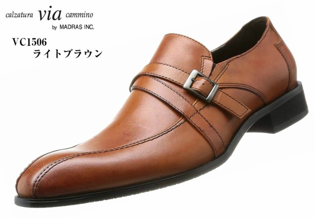 [ヴィア カミーノ] ロングノーズ ドレス トラッド モンクストラップビジネスシューズ via cammino VC1506 madras 本革 メンズ