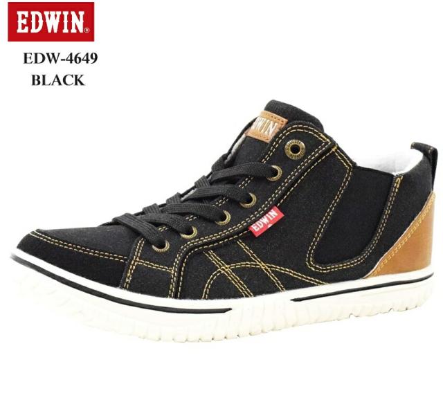 EDWIN(エドウィン) EDW-4649 レディス 軽量 レースアップサイドゴアカジュアルスニーカーブーツ ミッドカット 通学 シューズにも最適の通販は 5,386円