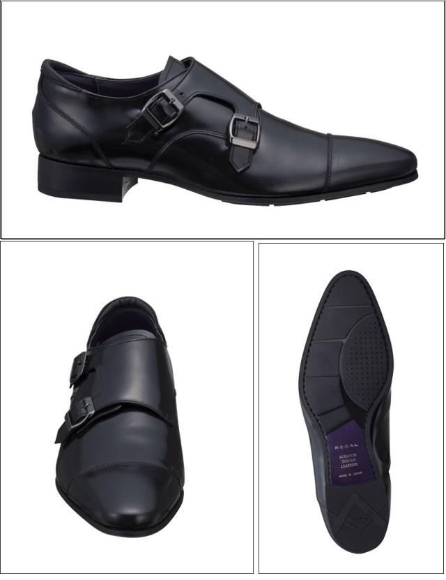 REGAL ダブルモンクストラップ（つま先・踵：スクラッチタフレザー