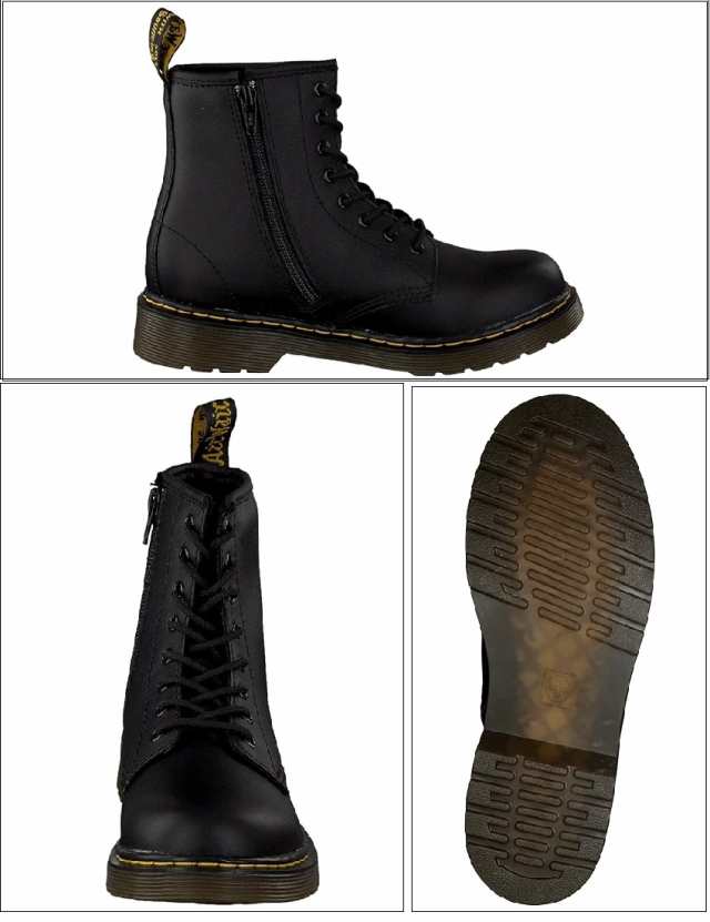 Dr.Martens(ドクターマーチン)15382001 Delaney カジュアル編み上げブーツ キッズ サイドファスナー仕様 Delaney ブーツは、小さな足のた