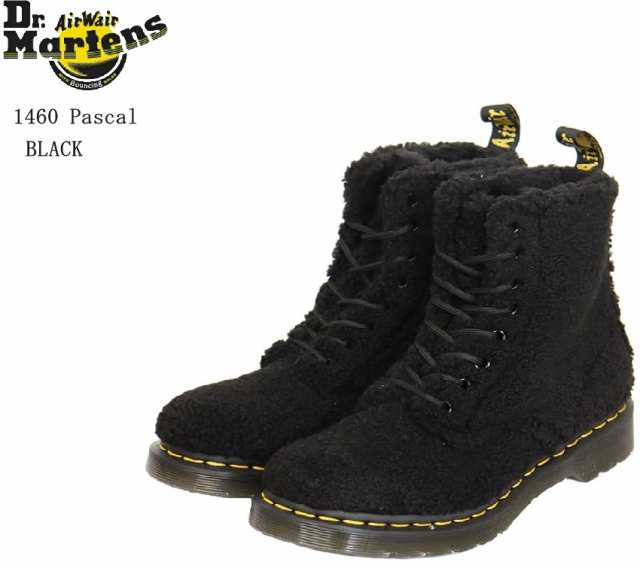 Dr.Martens(ドクターマーチン)27822001 1460 Pascal 8ホール ファー仕様カジュアル編み上げブーツ レディス アッパーにフラッフィーなフ