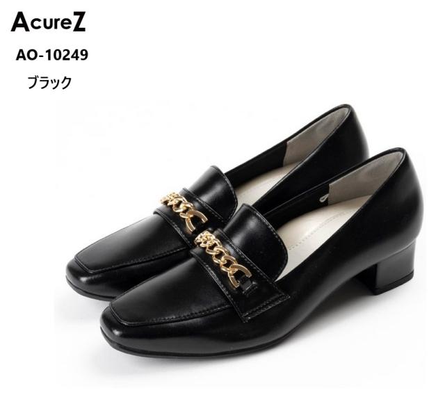 AcureZ(アキュアーズ)AO-10249 レディス カジュアルビットローファースリッポンパンプス 母趾にやさしい美パンプス 約3.5cmヒールのスクエアトゥ つま先に消臭繊維MOFFを採用 母趾にやさしいの通販は 6,720円