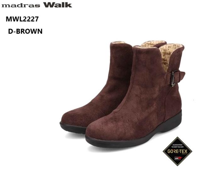 (マドラスウォーク)madras Walk MWL2227 GORE-TEX レディス 幅広4E カジュアルショートブーツ  防水 透湿機能の本格的な機能 地にざっくりとしたニットを配したショートブーツ ニット部分は折り返しての通販は