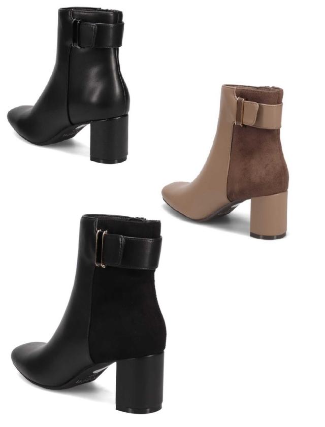 (テーン)TN6701 tehen エレガントカジュアルショートブーツ 【撥水加工】サイドの同色エナメル金具がアクセント スタイリングでフェミニンさを出したり同色パンツスタイルで脚長効果もの通販は