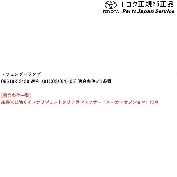 140系ポルテ フェンダーランプ(デザインタイプ)(設定2) 08510-52420 トヨタ NSP141 NCP145 140PORTE  TOYOTA｜au PAY マーケット