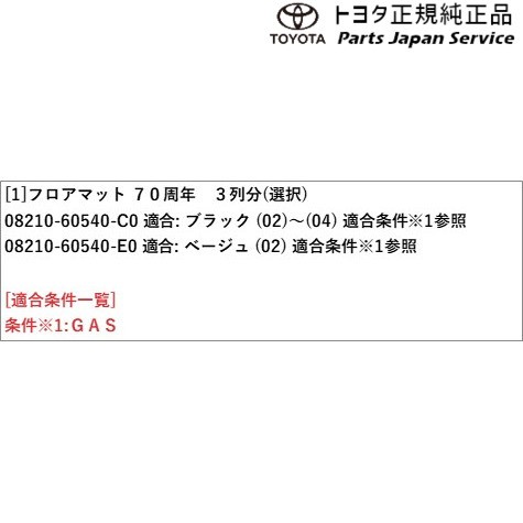 300系ランドクルーザー フロアマット(70周年)(3列用) トヨタ FJA300W