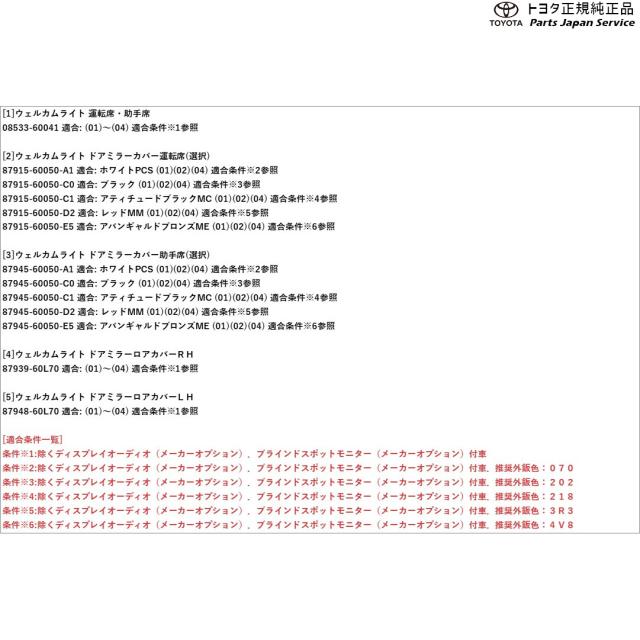 トヨタ ウェルカムライト 08533-60041 トヨタ ウェルカムライト 08533-60041