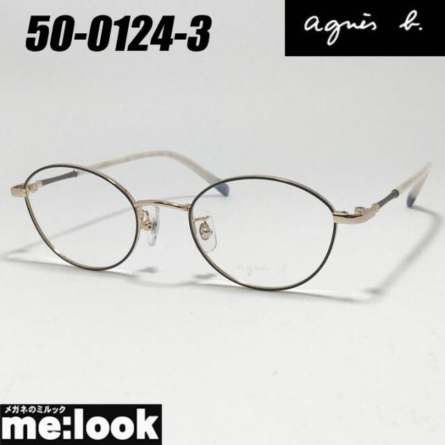 agnes b. アニエス・ベー レディース 眼鏡 メガネ フレーム サングラス 50-0124-3 サイズ48 度付可 チャコール　ライトゴールド リビジョン製レンズでお好きなサングラス作成可能