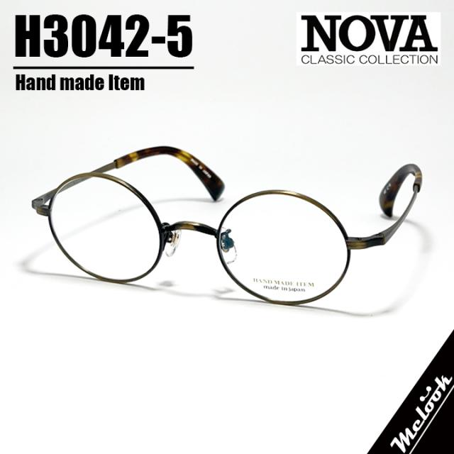 NOVA ノヴァ ハンドメイド 国産 ラウンド ボストン クラシック 眼鏡 メガネ フレーム サングラス H3042-5-44 度付可 アンティークゴールド リビジョン製レンズでお好きなサングラス作成可能