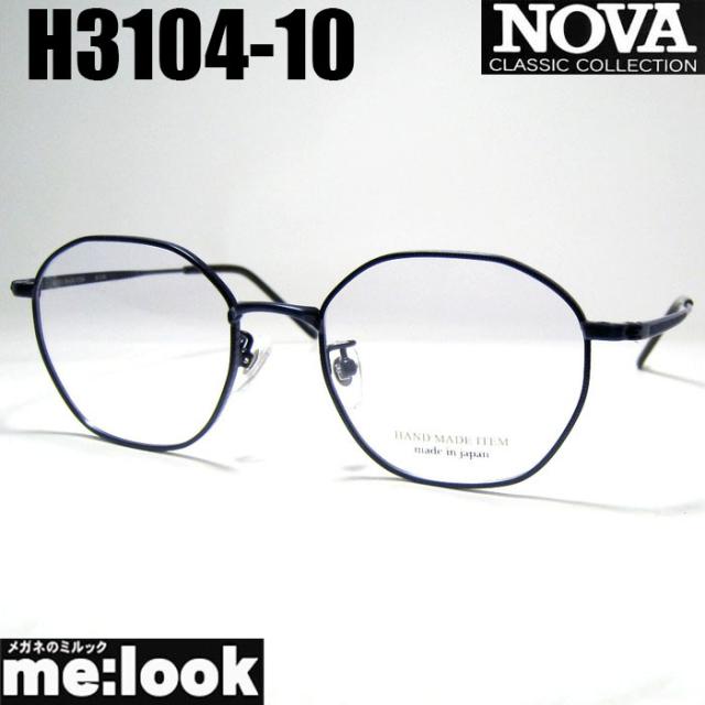 NOVA ノヴァ HAND MADE ITEM ハンドメイド 国産 ラウンド ボストン クラシック 眼鏡 メガネ フレーム サングラス H3104-10-48 度付可 ネイビー リビジョン製レンズでお好きなサングラス作成可能