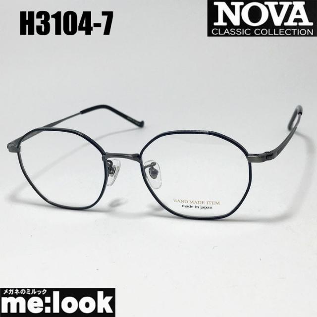 NOVA ノヴァ HAND MADE ITEM ハンドメイド 国産 ラウンド ボストン クラシック 眼鏡 メガネ フレーム サングラス H3104-7-48 度付可 ネイビー グレー リビジョン製レンズでお好きなサングラス作成可能