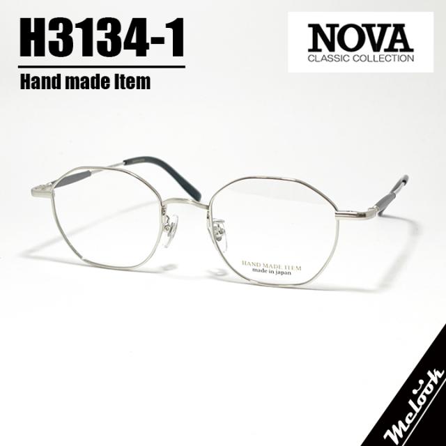 [ NOVA ] ノヴァ Hand made Item ハンドメイドアイテム 国産 メガネ 眼鏡 フレーム 男女兼用 H3134-1-47 ボストン メタル シルバー Silver ブラック 日本製  Hand made in Japan