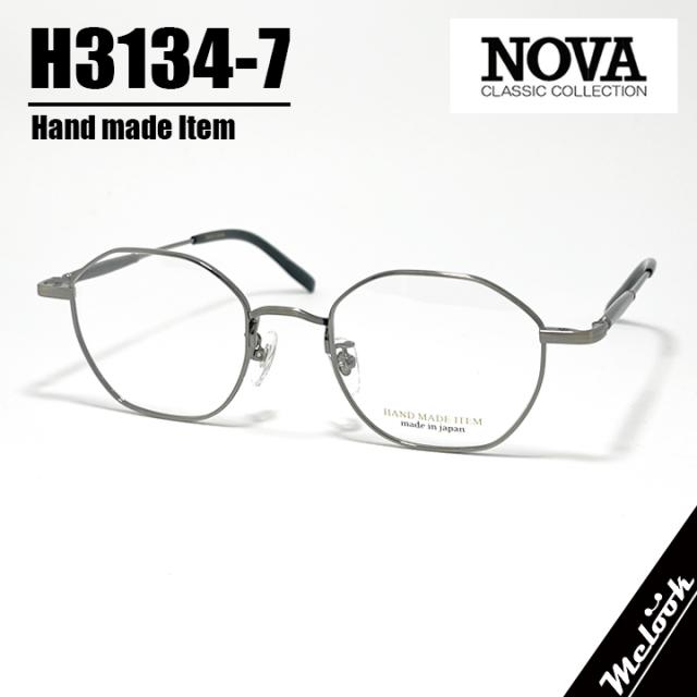 [ NOVA ] ノヴァ Hand made Item ハンドメイドアイテム 国産 メガネ 眼鏡 フレーム 男女兼用 H3134-7-47 ボストン メタル ダークシルバー ガンメタ 日本製  Hand made in Japan