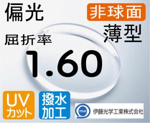 伊藤光学　RARTS　アーツプレミアム　偏光薄型レンズ 内面非球面1.60IS　度付き 色選択可能　超撥水加工＋UVカット　ポラライズド　（2枚｜au  PAY マーケット