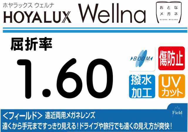 HOYA プレミアムグレード 傷防止コート付 薄型遠近両用レンズ 屈折率