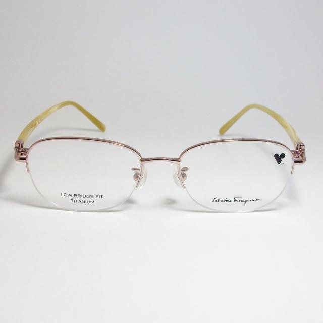 FERRAGAMO フェラガモ レディース ラウンド ボストン 眼鏡 メガネ フレーム サングラス SF2579LB-265-51 度付可 シャイニーパウダー 伊達クリア ブルーカット リビジョン製 調光サングラス