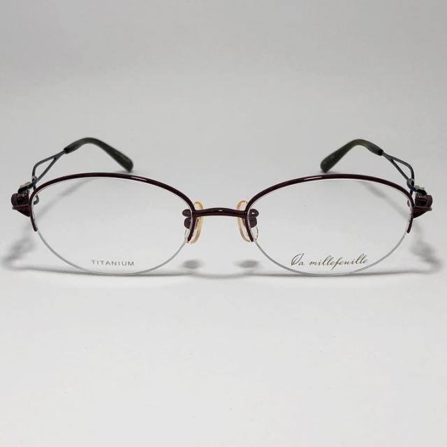[ la millefeuille ] ラ・ミルフィーユ MLF148-3 51mmサイズ 超軽量 眼鏡 メガネ 超高級ベータチタニウム β-TITANIUM βチタン レディース 日本製 / Hand made in Japan la millefeuille ] ラ・ミルフィーユ MLF148-3 51mmサイズ 超軽量 眼鏡