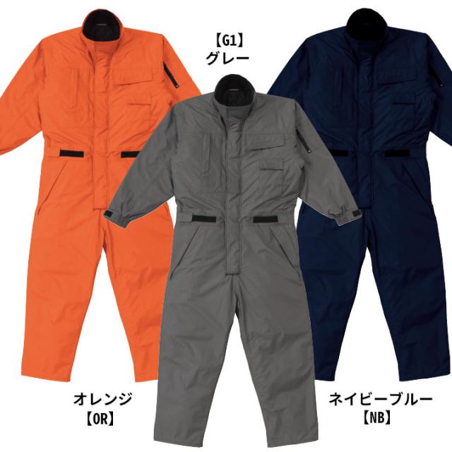 防水防寒つなぎ服 6-A-810 AUTO-BI 長袖 撥水 透湿 防水 キルティング 山田辰 防寒着 防寒服 作業服 作業着 秋冬 4L-5L_1