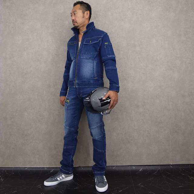 寅壱 デニムジャケット ストレッチ バイオウォッシュ ヒッコリー