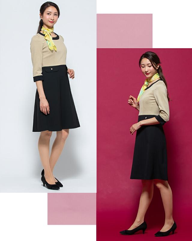 ワンピース 事務服 アンジョア enjoie ジョア 61990 コンシェルジュ 受付 エステ服 コンシェルジュ おしゃれワンピース 上品 小さいサイズ 5号〜15号_9