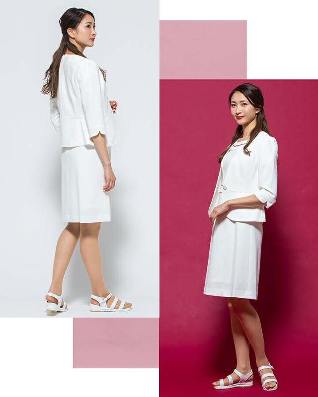 ジャケット 事務服 アンジョア enjoie ジョア 86550 コンシェルジュ 白ジャケット 受付 エステ服 コンシェルジュ おしゃれワンピース 上品 大きいサイズ17号〜19号_7