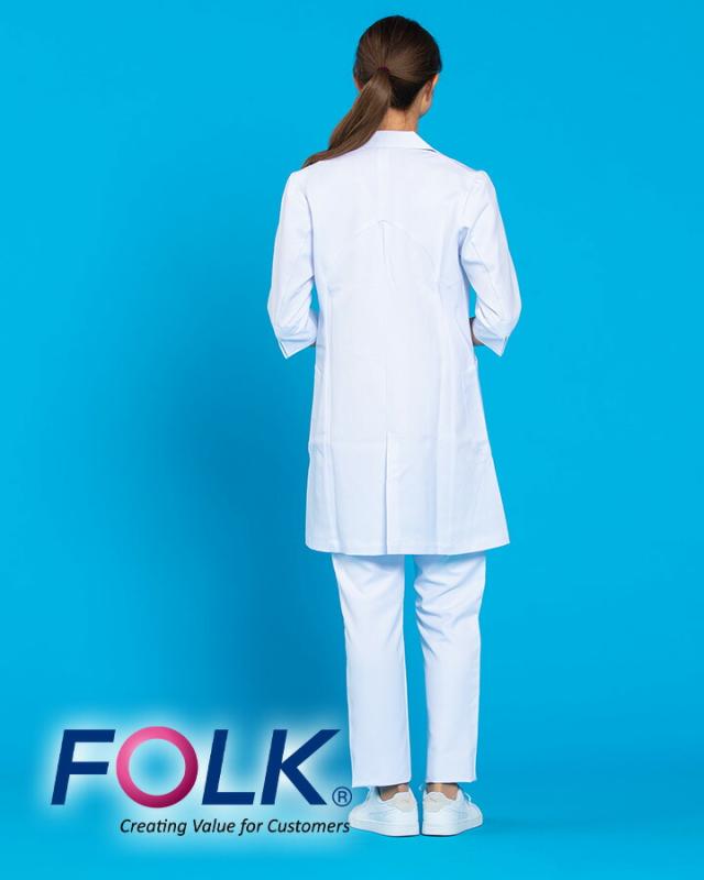 フォーク ドクターコート HI402 ワコール レディース 女性用 白衣 医療 医師 薬剤師 通気性 シングルコート スタイリッシュ FOLK_10
