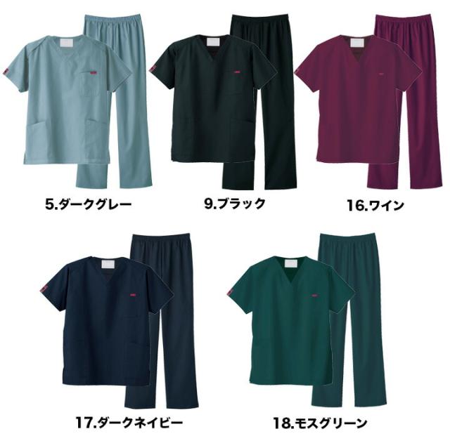 スクラブ上下セットPANTONEFOLK男女兼用7000SC 6003SCメンズレディースユニフォーム医療 白衣 術衣クリニックパントンフォーク ネイビー 人気色 ネイビー ワイン ブラック_3