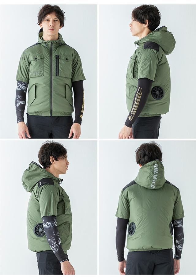【即日発送】空調服 半袖ブルゾン フード付き【Max15V風量86L】Z-DRAGON 74260 ファン＆バッテリーセット クロダルマ KS-100D アウトドア 熱中症対策 電動ファン対応 作業着 作業服 ジードラゴン 自重堂