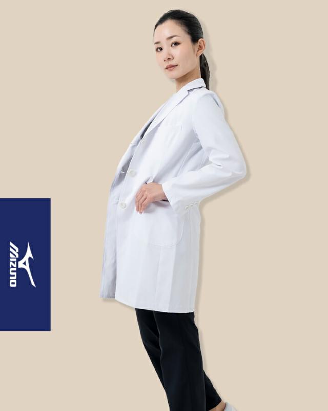 ミズノ ドクターコート 白衣 パイピング入り Drコート 女性用 レディース MIZUNO MZ-0107 医師 医療用 白衣 ドクター チトセ 薬剤師 実験用_9