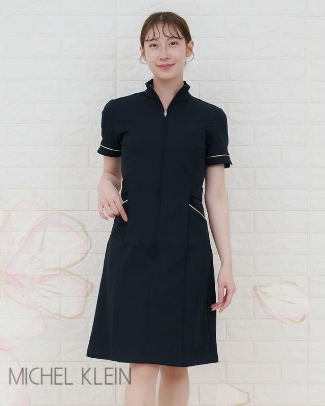 ワンピース 白衣 MICHEL KLEIN ミッシェルクラウン エステ ナース服 MK-0021 半袖 ストレッチ 透け防止 女性 レディース エステ服 メディカルウェア 医師 医療用白衣 術衣 かわいいワンピース オシャレ_10