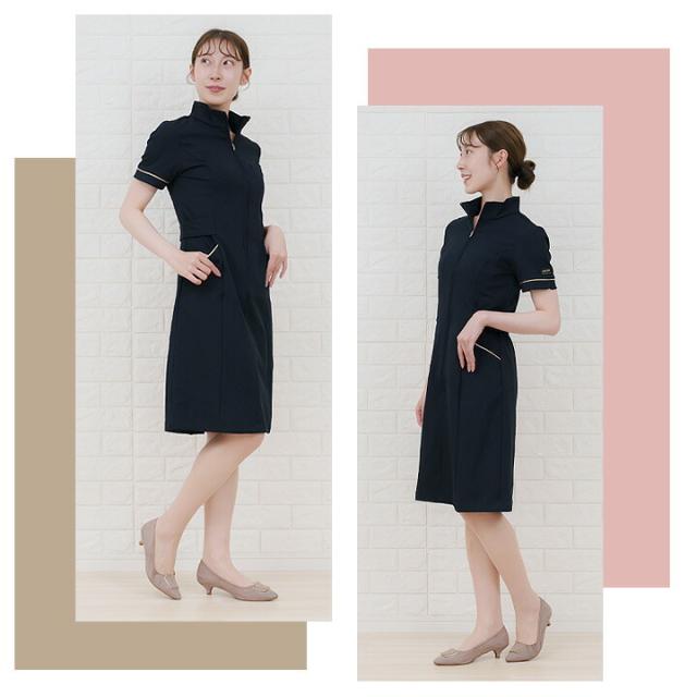 ワンピース 白衣 MICHEL KLEIN ミッシェルクラウン エステ ナース服 MK-0021 半袖 ストレッチ 透け防止 女性 レディース エステ服 メディカルウェア 医師 医療用白衣 術衣 かわいいワンピース オシャレ_6