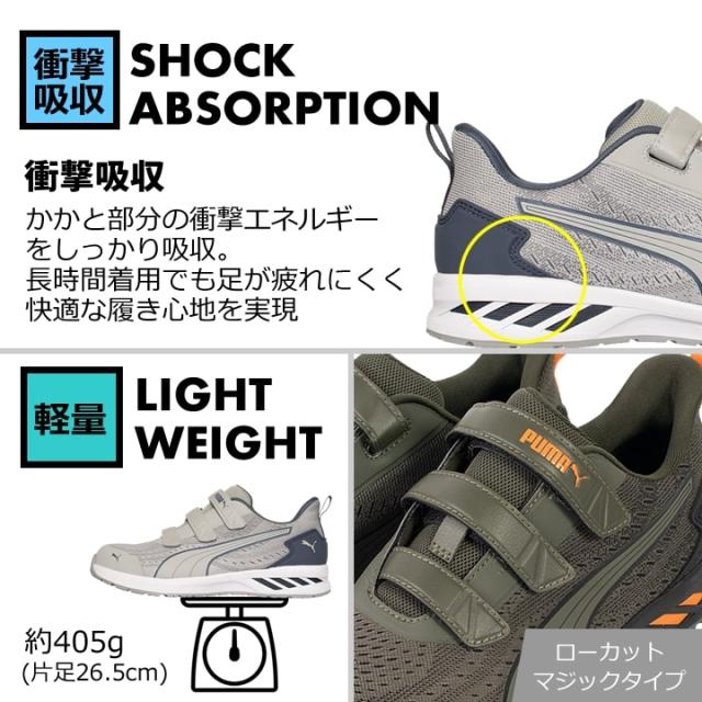 【即日発送】プーマ 安全靴 GLIDE LOW H＆L グライドローH＆L ローカット マジックタイプ 耐熱 耐滑 軽量 3E クッション性 樹脂先芯 プロテクティブスニーカー セーフティー フットウエア 作業靴 PUMA JAPAN ATHLETICシリーズ