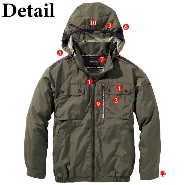 【即日発送】【特別セット割引中】空調服 ハイバック 長袖ブルゾン HOOH 2025年モデル V1122 バッテリー＆ファンセット クロダルマ KS-100 エアーセンサー 裏チタン UVカット フルハーネス対応 空調作業服 フルセット ファン付きウェア 村上被服
