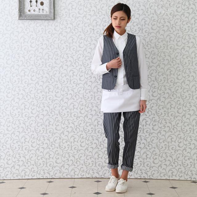 ベスト RJ6598 HAKUI セブンユニフォーム メンズ レディース ストライプ カフェ 飲食店 厨房 制服 レストラン ユニフォーム