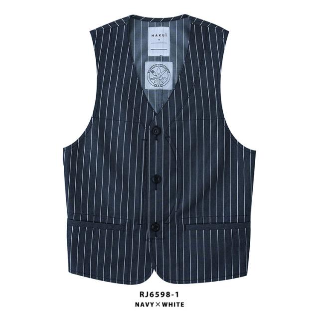 ベスト RJ6598 HAKUI セブンユニフォーム メンズ レディース ストライプ カフェ 飲食店 厨房 制服 レストラン ユニフォーム