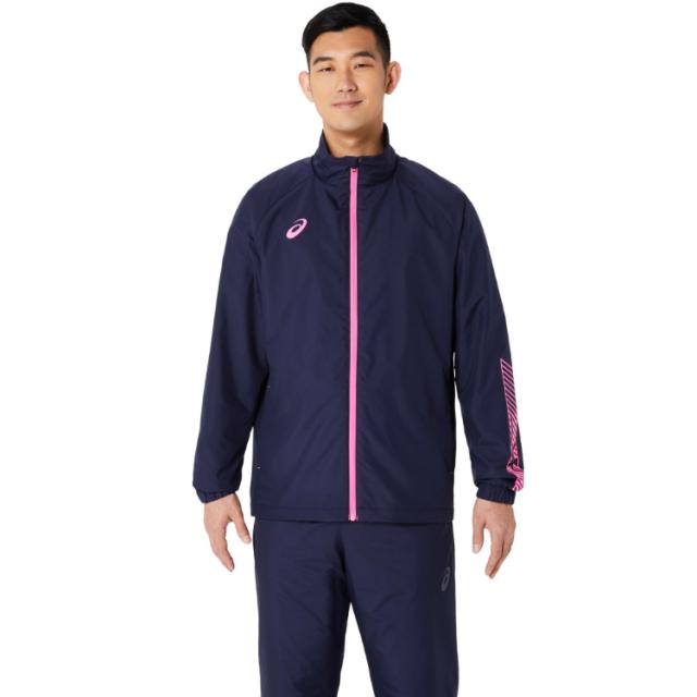 asics アシックス 裏トリコットウインドブレーカージャケット ミッドナイトxホットピンク XL 2031E745 401 | スポーツ用品 ウエア ファッション トップス トレーニングウエア ウインドブレーカー ジャケット フルジップ 撥水 はっ水 フィットネス スポーツ 運動 トレーニング