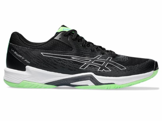 asics アシックス V-SWIFT FF 4 BLACK/PURE SILVER 26 1053A066 1 | 靴 くつ スポーツ バレーボール  シューズ プレーヤー 練習 クッション性 フィット感 軽量スピードモデル ミッドカット ユニセックス 男女兼用 スパイカー おすすめ 26cm  バレーボールシューズ