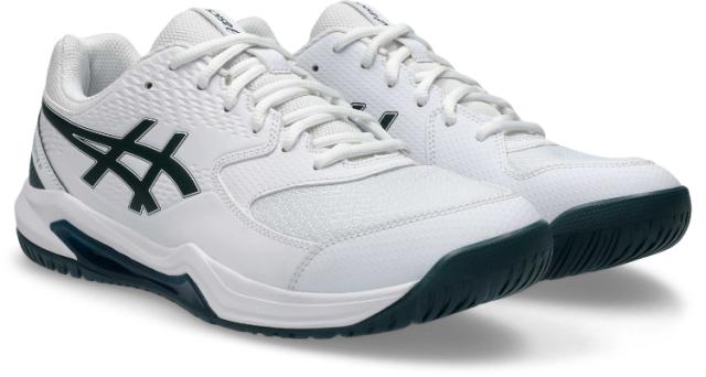 asics アシックス GEL-DEDICATE 8 WHITE/SAXON GREEN 25.5 1041A410 104 | スポーツ アウトドア 靴 快適 軽量 安定性 クッション性 練習 トレーニング 競技 試合 学生 大人 メンズ ジュニア テニス 大きめサイズ 通気性 オールコート用 ハードコート_1
