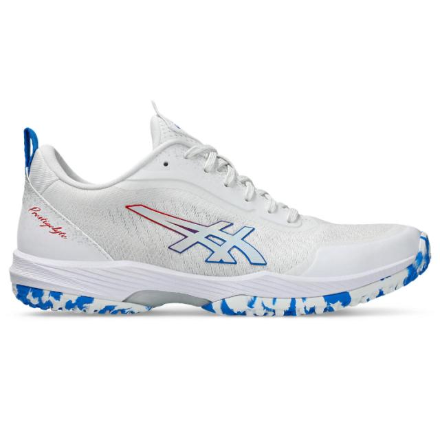 asics アシックス PRESTIGELYTE 5 OC WHITE/ELEC 27 1043A021 101 | スポーツ ウェア シューズ 靴 軽量 柔軟性 フィット感 通気性 ムレ軽減 人工皮革 オムニクレー ローカット テニスシューズ テニス ソフトテニス