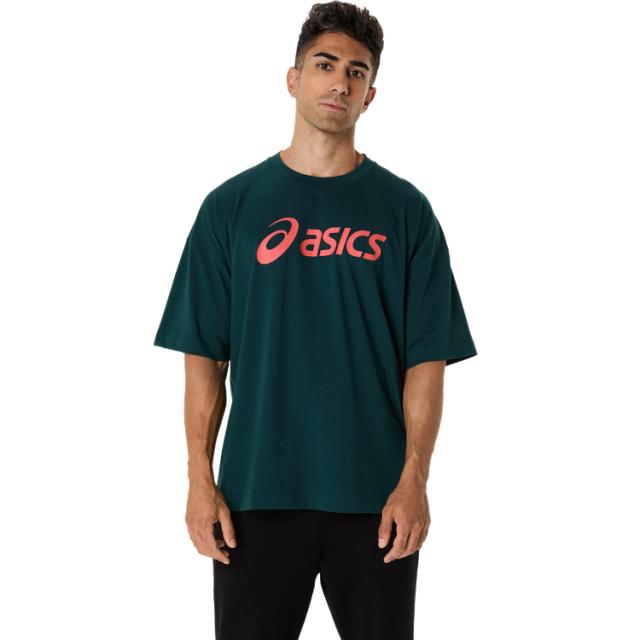 asics アシックス グラフィックリラックスフィットTシャツ SAXON GREEN M 2031E696 300 | スポーツ ウェア トップス 半袖 ハーフスリーブ ショートスリーブ Tシャツ クルーネック 吸汗性 速乾性 ランニング トレーニング メンズ
