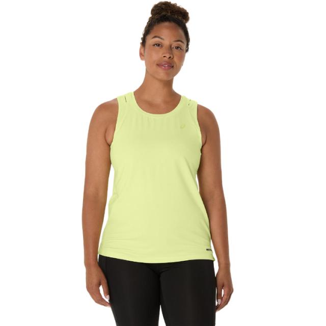 asics アシックス ウイメンズACTIBREEZE ジャカードノースリーブシャツ HUDDLE YELLOW M 2032D136 751 | スポーツ ウェア トップス スリーブレス タンクトップ 袖なしリサイクル素材 クルーネック オープンショールダー スリット ムレ軽減 通気性 トレーニング