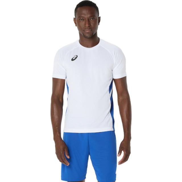 asics アシックス 半袖ゲームシャツ ブリリアントホワイトxアシックスブルー XL 2101A310 101 | スポーツ ウェア トップス Tシャツ 半袖 ハーフスリーブ ショートスリーブ 吸汗性 速乾性 サッカー トレーニングウェア トレーニング メンズ