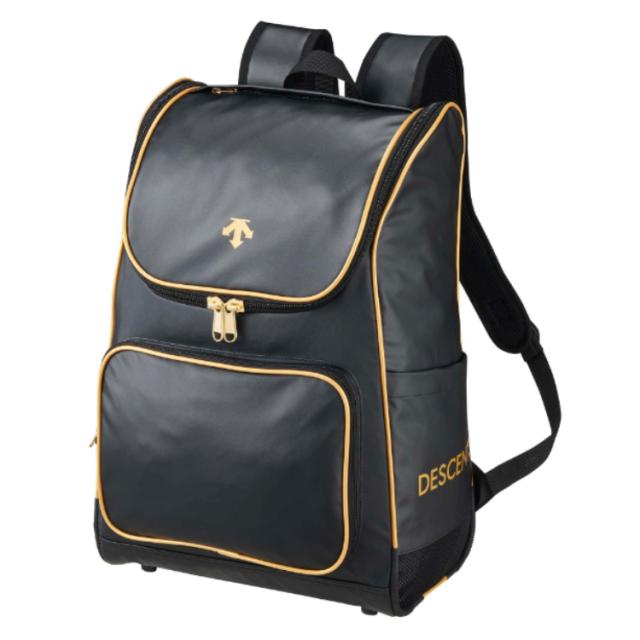 DESCENTE デサント バックパック ブラックｘゴールド F DB4FBP00U BKGD | バックパック リュック 鞄 かばん カバン バッグ 野球 ソフトボール はっ水加工 ファスナー サイドポケット 多機能 ロゴ ワンポイント シンプル スポーツ デイリー ユニセックス