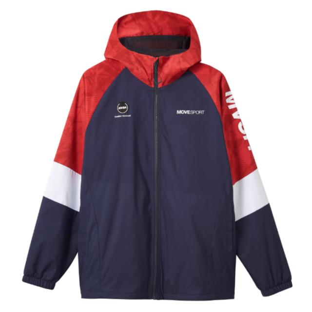 DESCENTE デサント HEATNAVI TOUGH 総柄フルジップフーディー レッドx